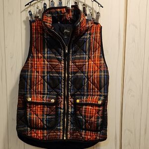 J.Crew Multicolor Plaid Quilted Vest